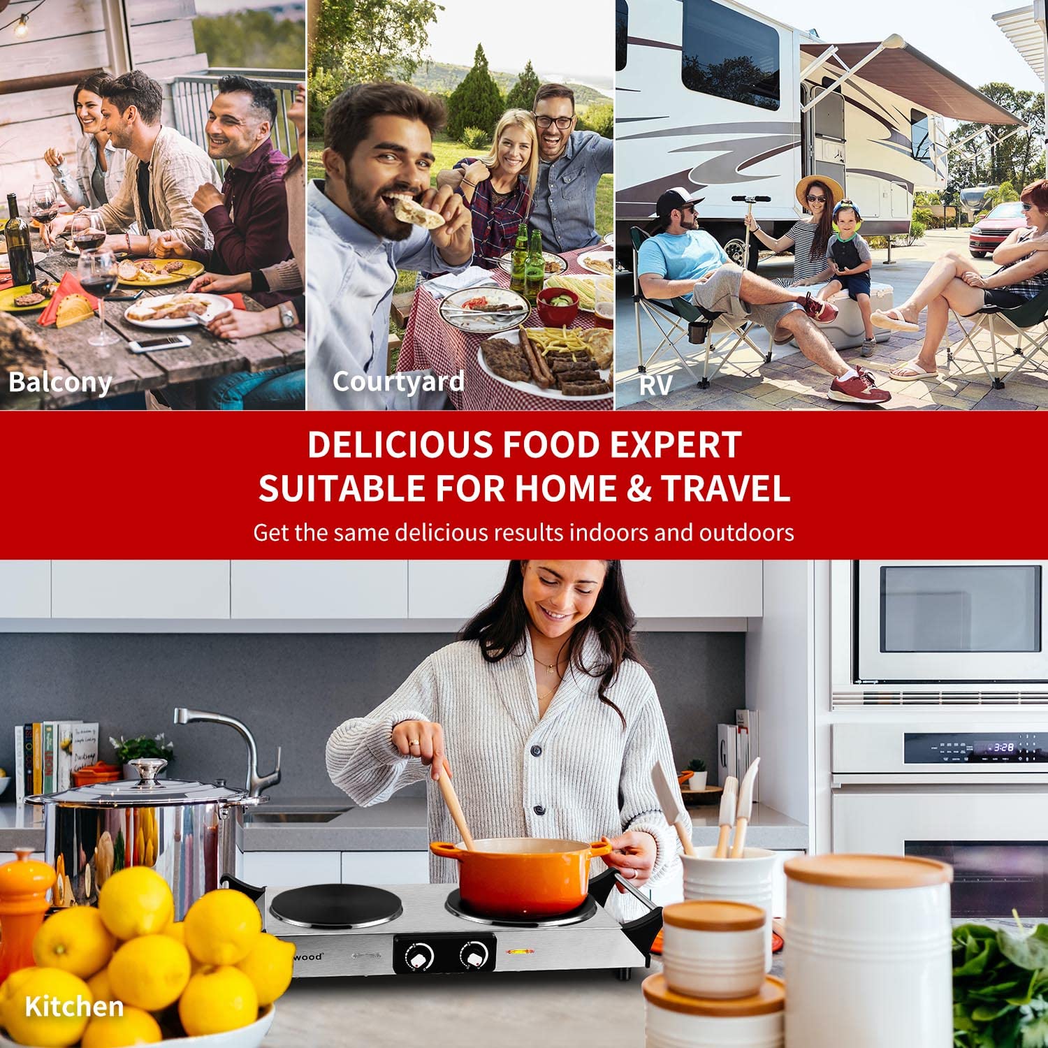 Techwood placa-coccion-doble-ajuste-temperatura para mayor precisión al cocinar.