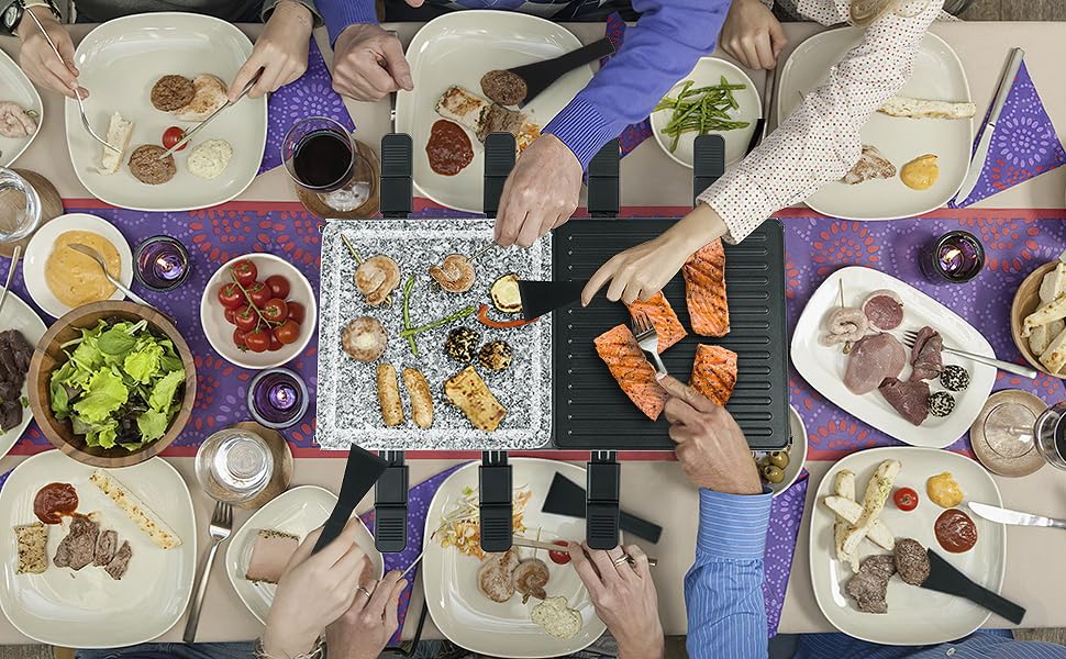 Control de temperatura ajustable de Techwood Raclette Grill ofrece recetas versátiles