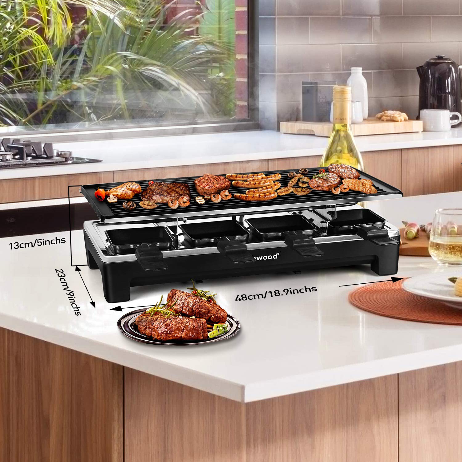 Techwood Raclette Grill ideal para fiestas y reuniones con queso derretido