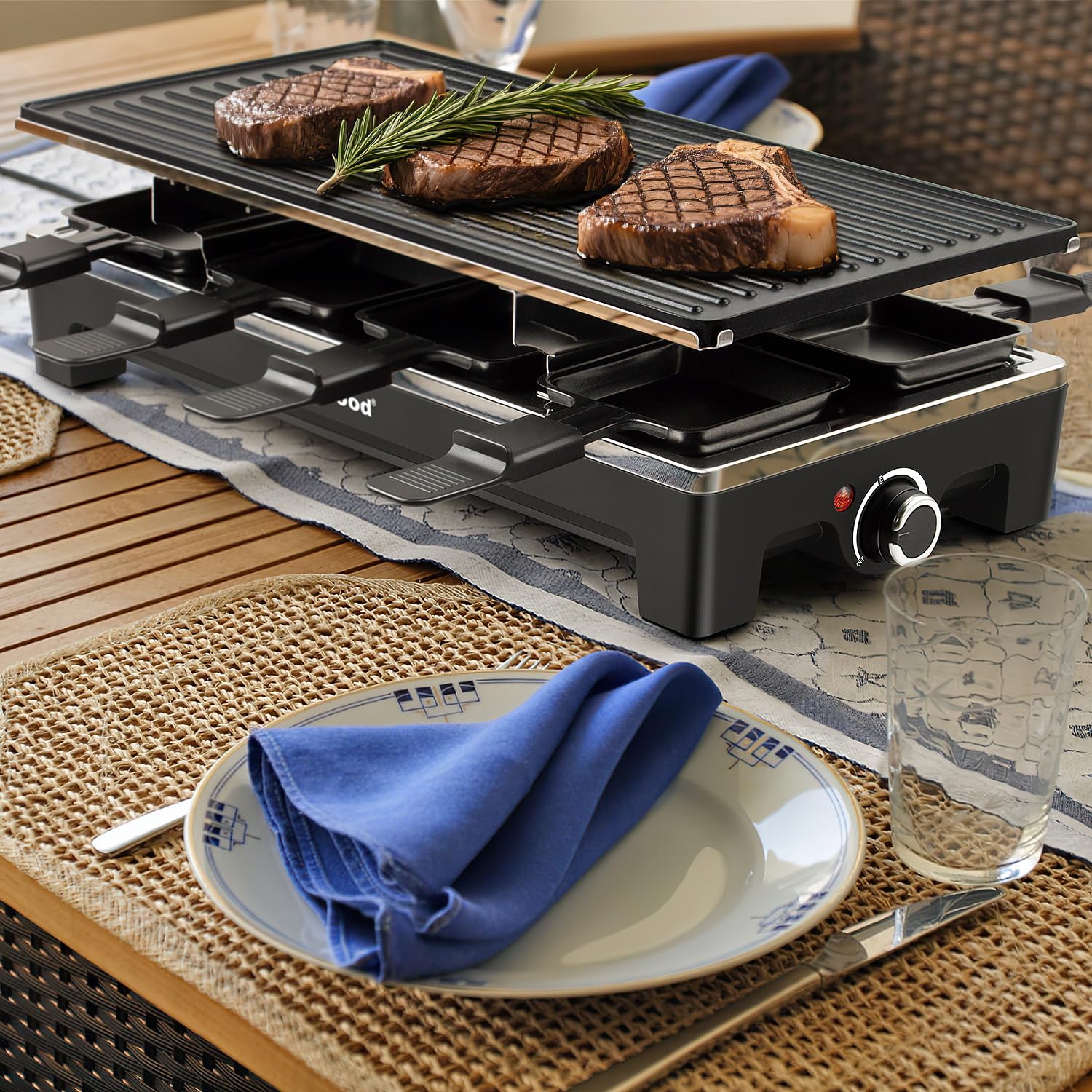 Techwood Raclette Grill, recubrimiento antiadherente para cocinar y limpiar más fácil