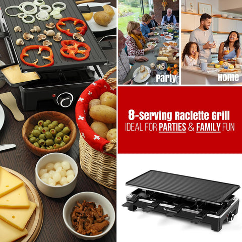 Techwood Raclette Grill, superficie grande 19x9 pulgadas para cenas en familia