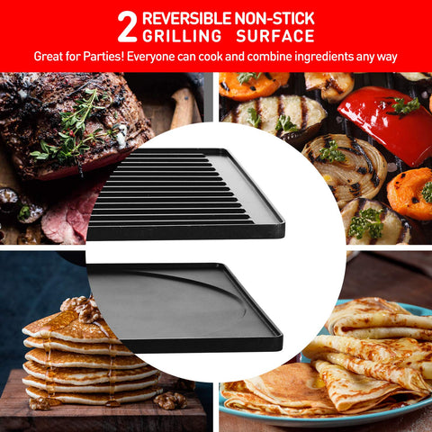 Techwood Raclette: placa 2 en 1 reversible para asar y hacer crepes.