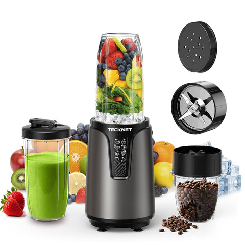 TECKNET Bullet Blender con motor 1000W, potencia para batidos cremosos y hielo triturado