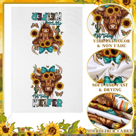 TecUnite toallas con vaca de Tierras Altas, limpieza fácil para superficies y vajilla.