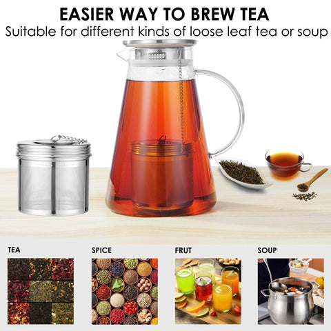 TEEMADE infusor con tapa rosca y cadena facilita uso y limpieza