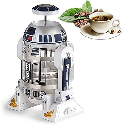 TEENKON Prensa Francesa Insulada blanca con Robot R2D2 para café intenso