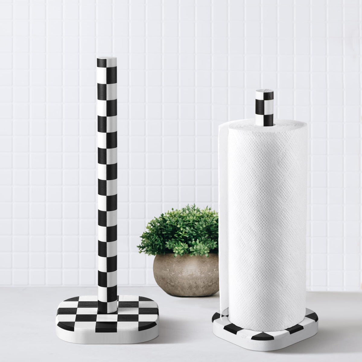 Teenyyou porta papel de cocina ajedrez negro-blanco añade estilo y orden en la encimera