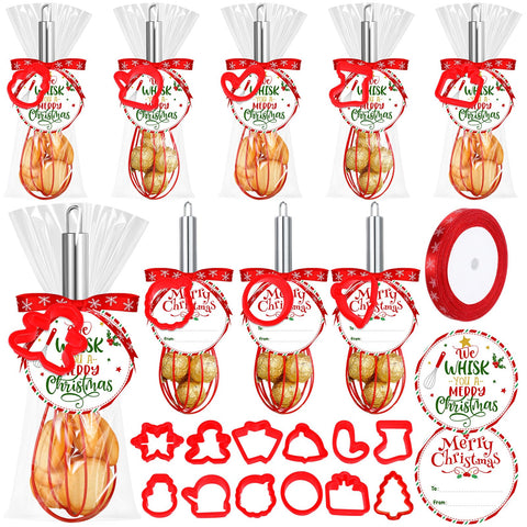 Teenyyou batidor navideño de 10 pulgadas en silicona y acero inoxidable para hornear.