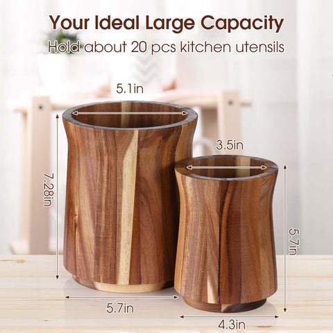 Teenyyou porta-utensilios en acacia diseño elegante para cocinas
