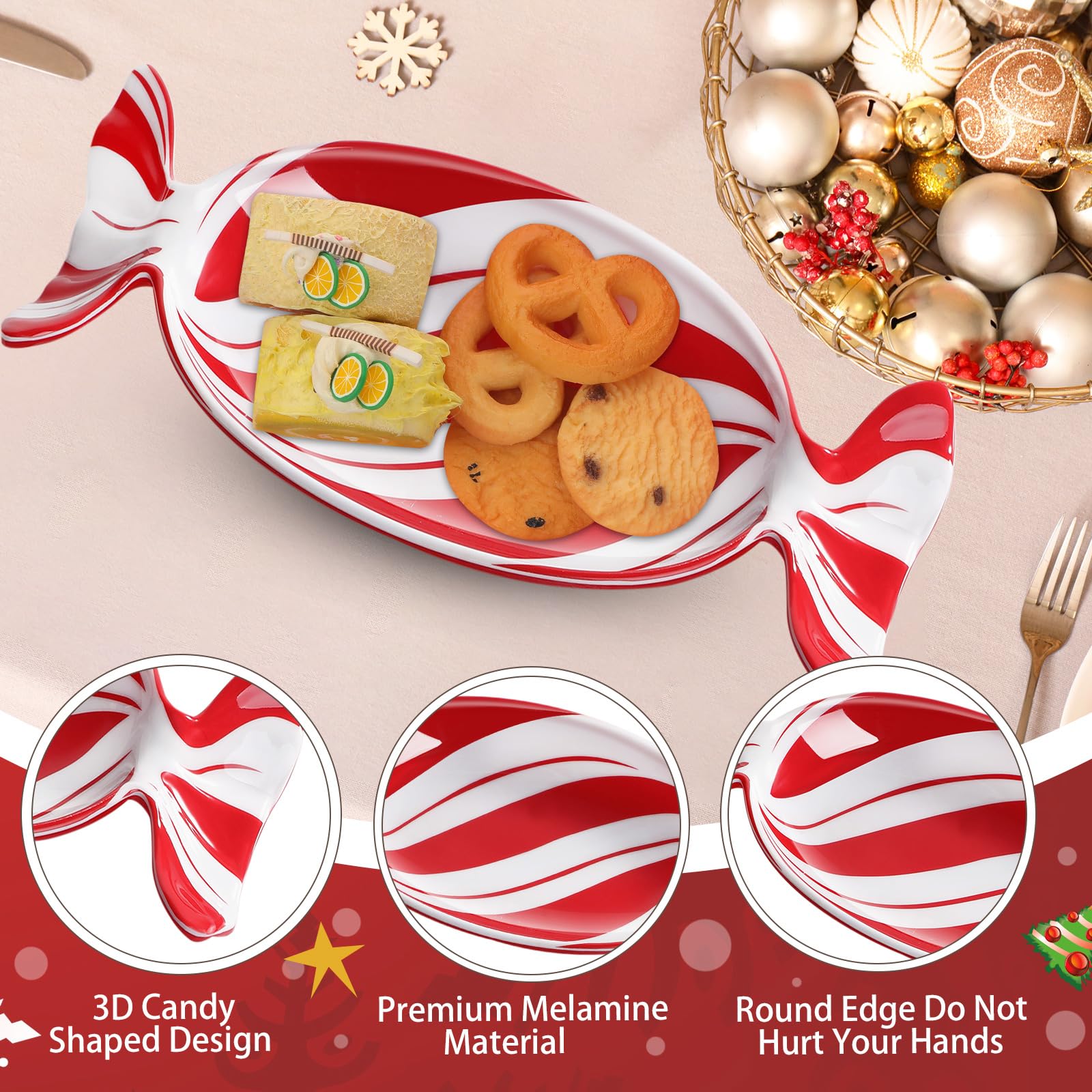 Teenyyou bandeja dulces navidad caramelo, fácil de limpiar y apta para lavavajillas.