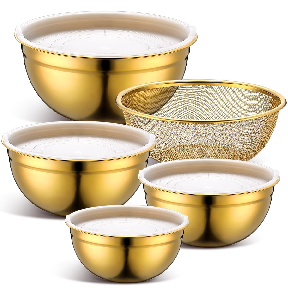 Teenyyou cuenco dorado de 1.5 qt para batir y medir con precisión