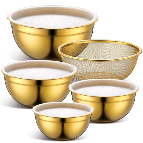 Teenyyou cuenco dorado de 1.5 qt para batir y medir con precisión