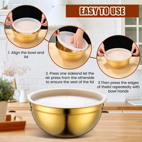 Teenyyou cuenco dorado de 2.5 qt para masas y salsas