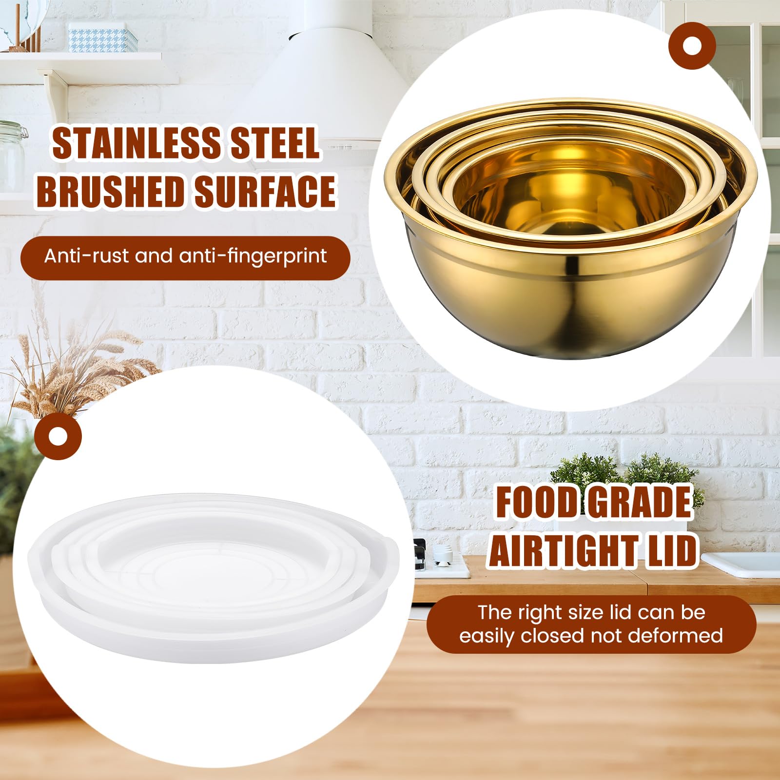 Teenyyou cuenco dorado de 4.0 qt para porciones grandes y servir