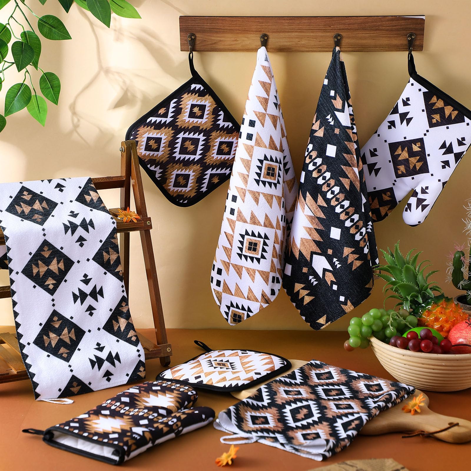 Teenyyou diseño azteca marrón-negro para cocina, estilo distintivo