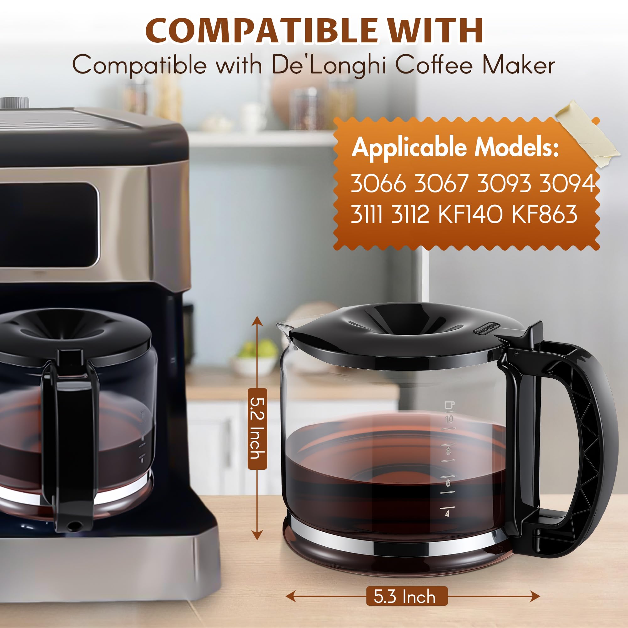 Teenyyou jarra de café para De'Longhi 3093-3094, diseño duradero que conserva el sabor.