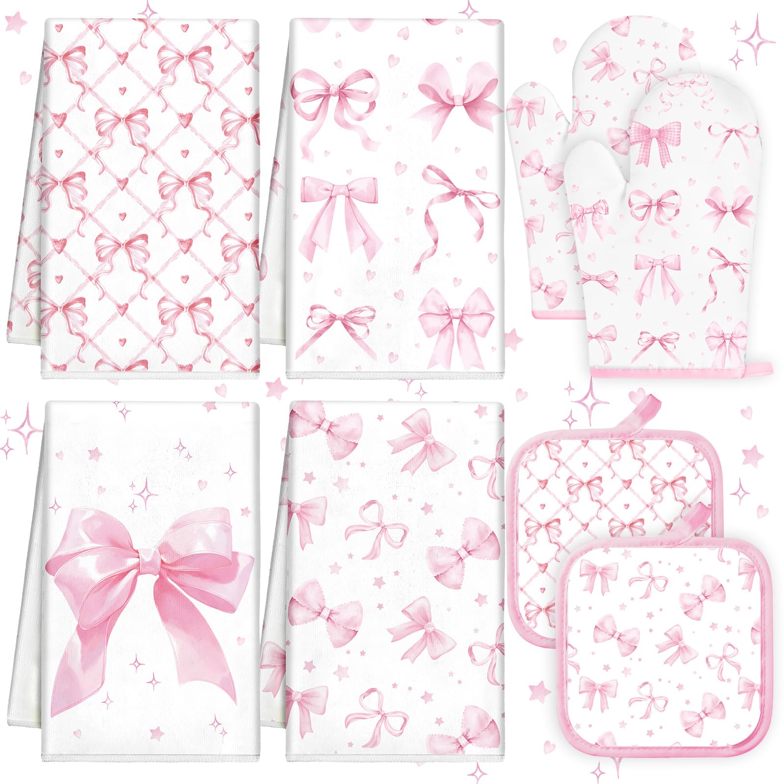 Teenyyou toallas de cocina con lazos rosa: absorción rápida para secar superficies.