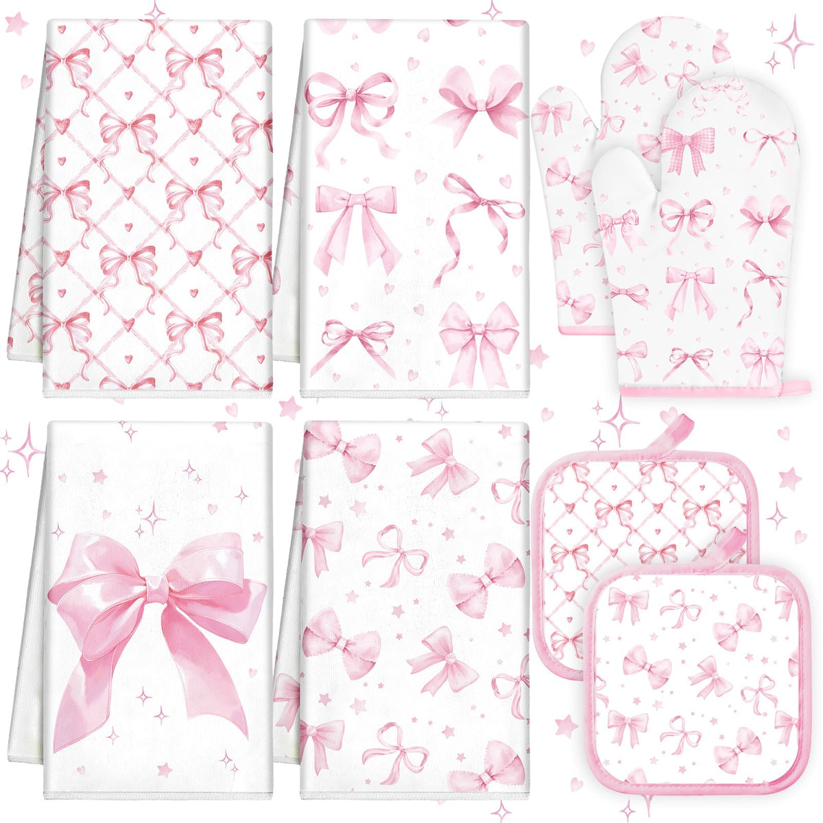 Teenyyou toallas de cocina con lazos rosa: absorción rápida para secar superficies.