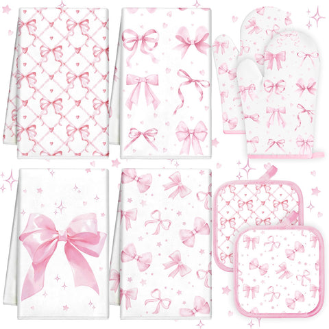 Teenyyou toallas de cocina con lazos rosa: absorción rápida para secar superficies.