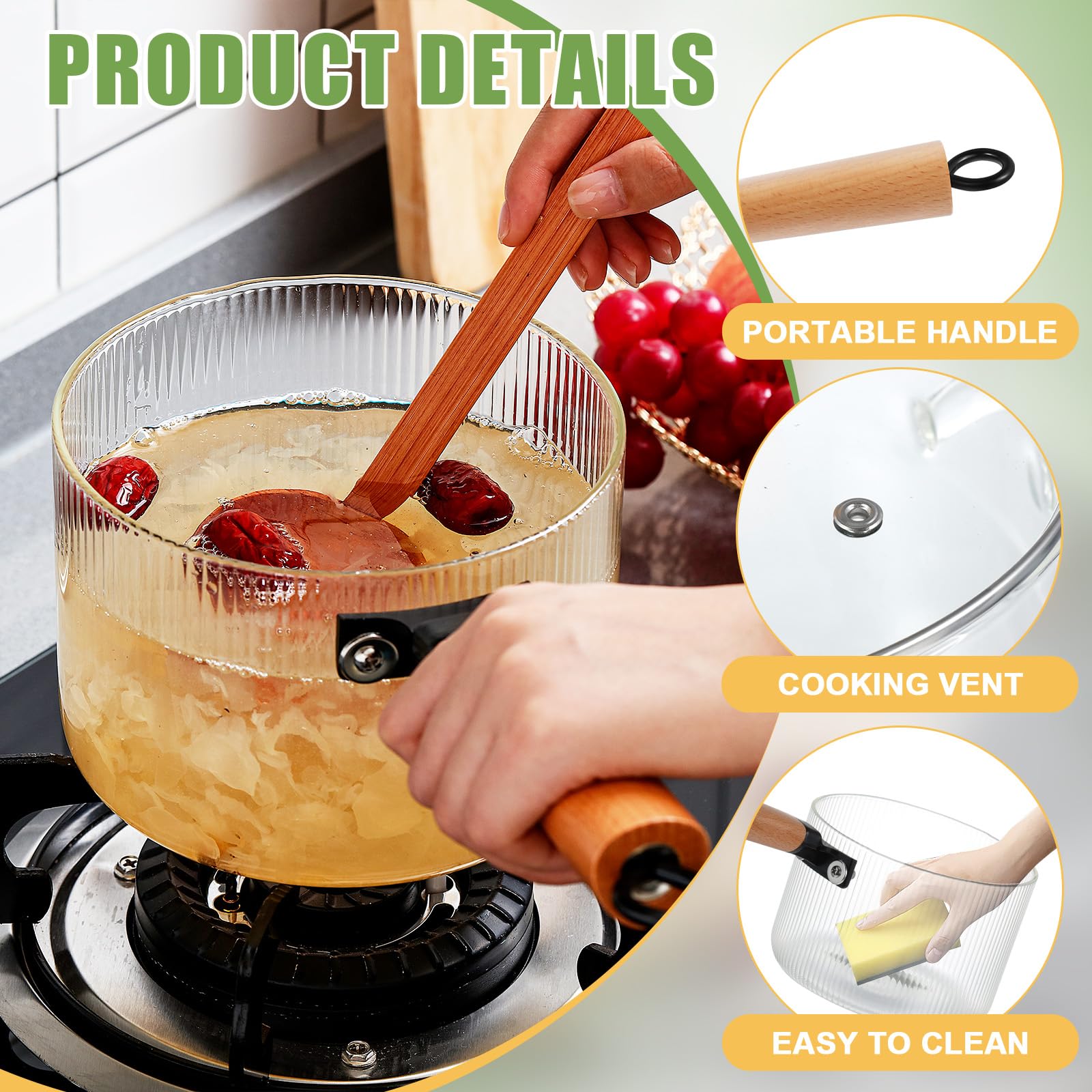 Teenyyou olla con patrón ondulado en la superficie para limpieza fácil.