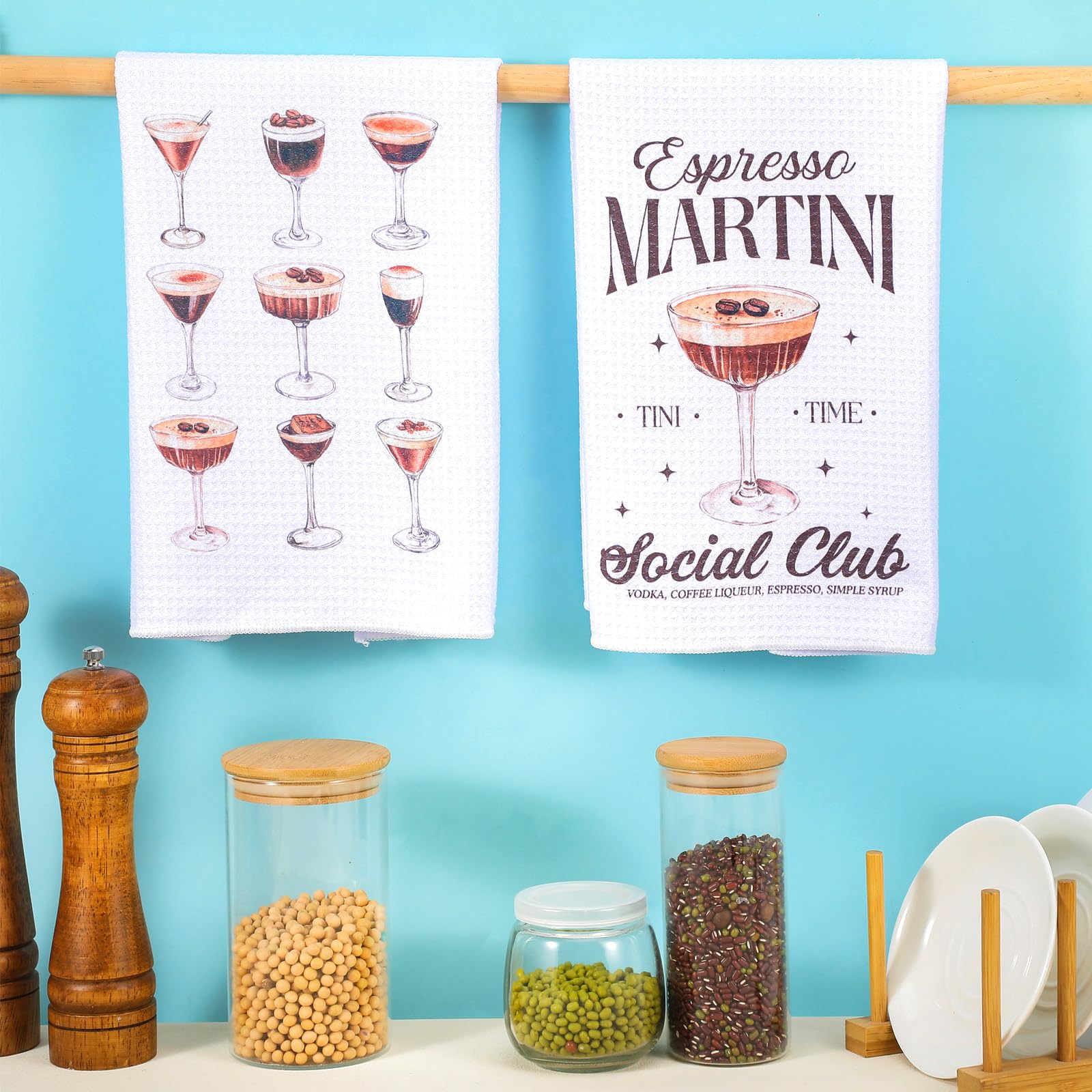 Teenyyou toallas de cocina con diseño martini y alta absorbencia.