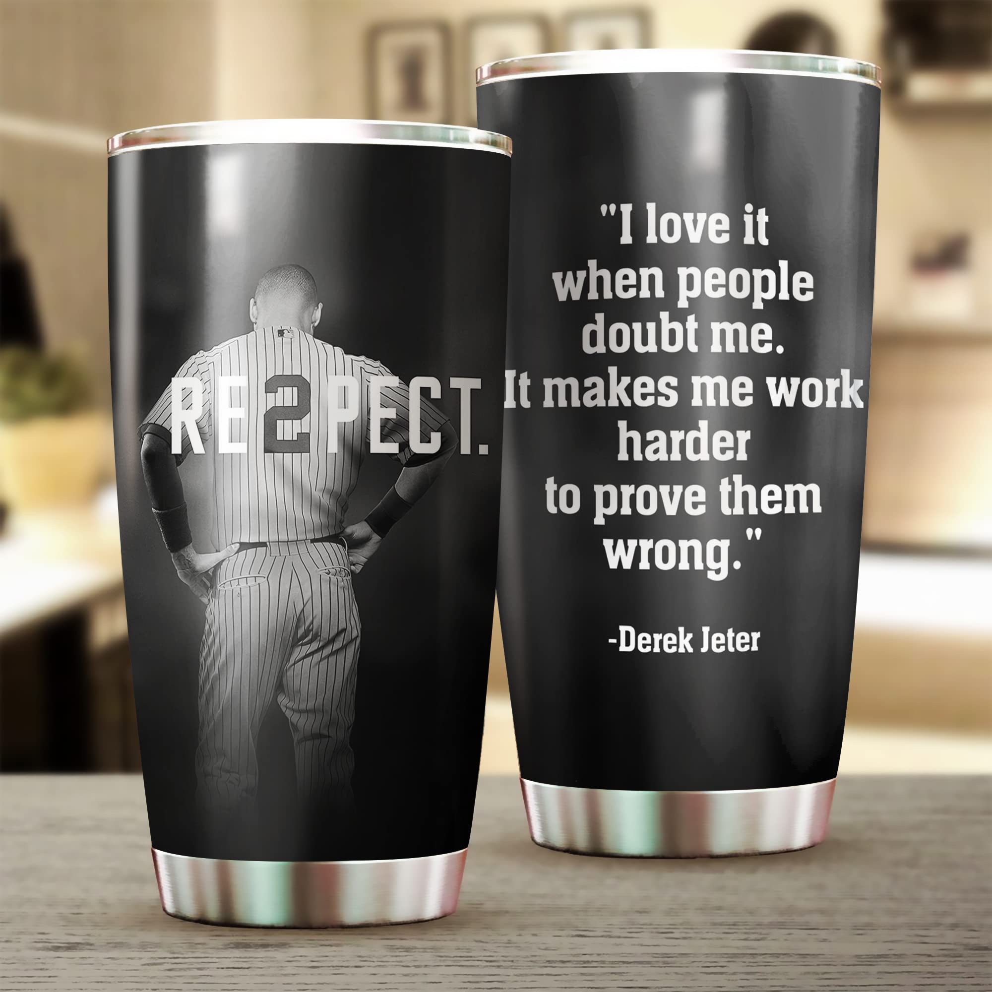 TEERABBIT Derek New York Jeter taza termica con tapa, ideal para llevar café en movimiento.