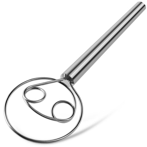 TEEVEA batidor danés de masa con dos ojos en acero inoxidable para mezclas rápidas.