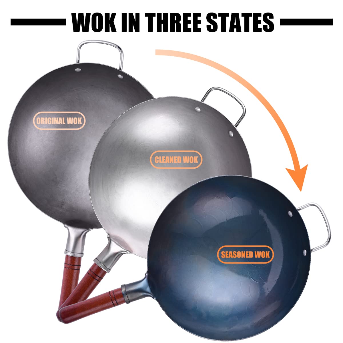Juego de accesorios Teewe para wok, 8 piezas para recetas completas