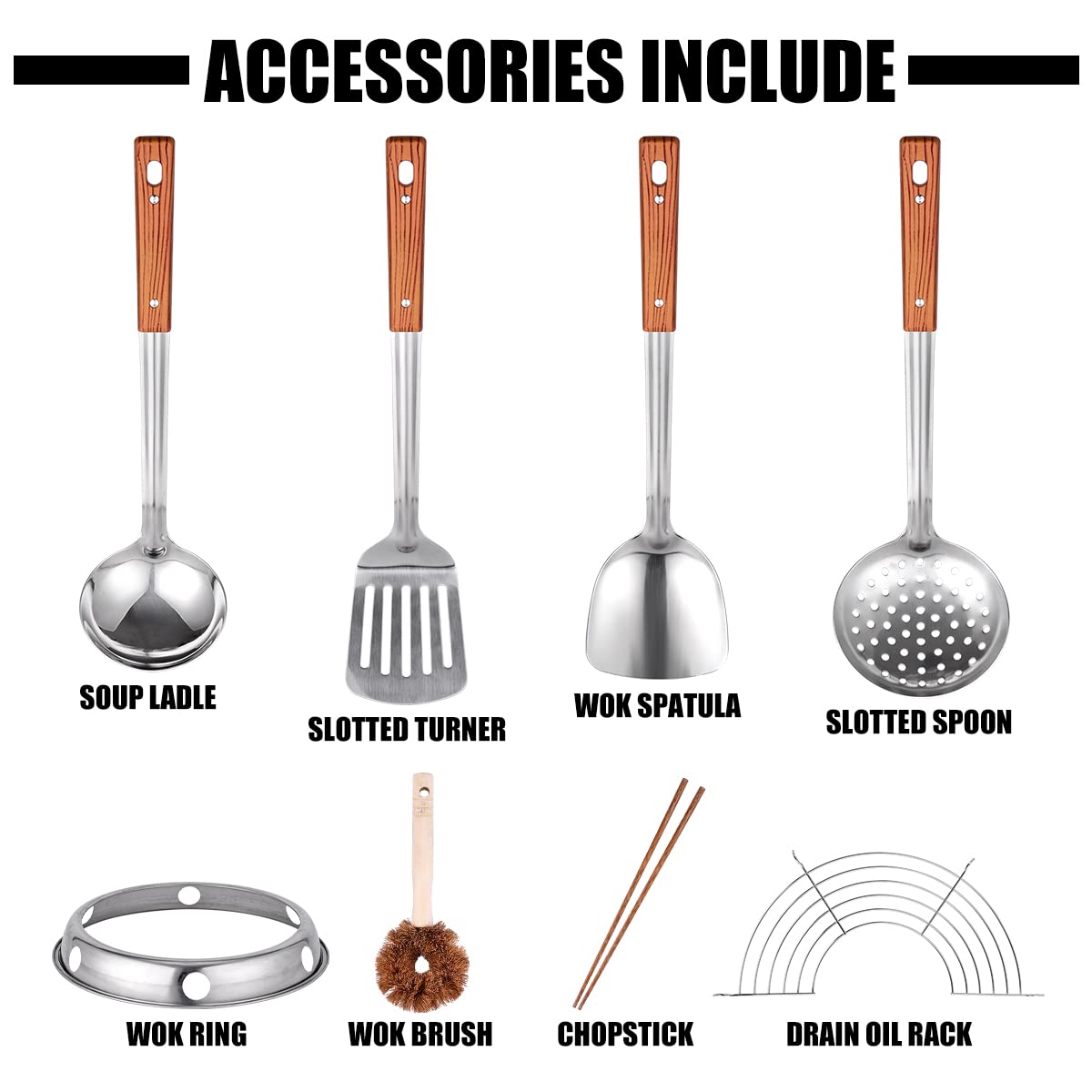Teewe wok base redonda, diseño profesional para cocinar variedad