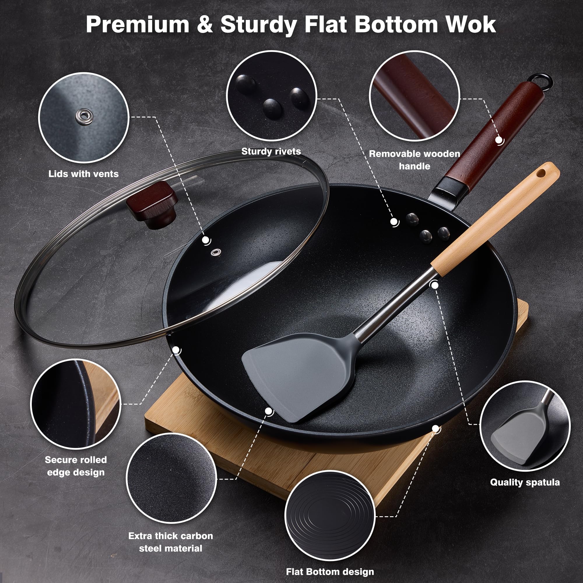 Teewe Wok base plana compatible con inducción