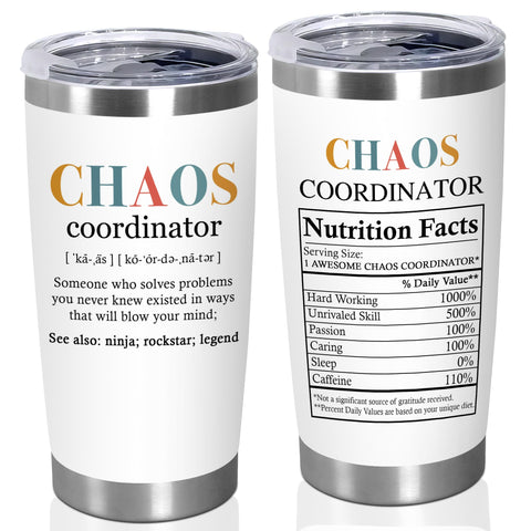 TEEZWONDER coordinadora del caos, vaso térmico 20 onzas mantiene bebidas a temperatura estable.