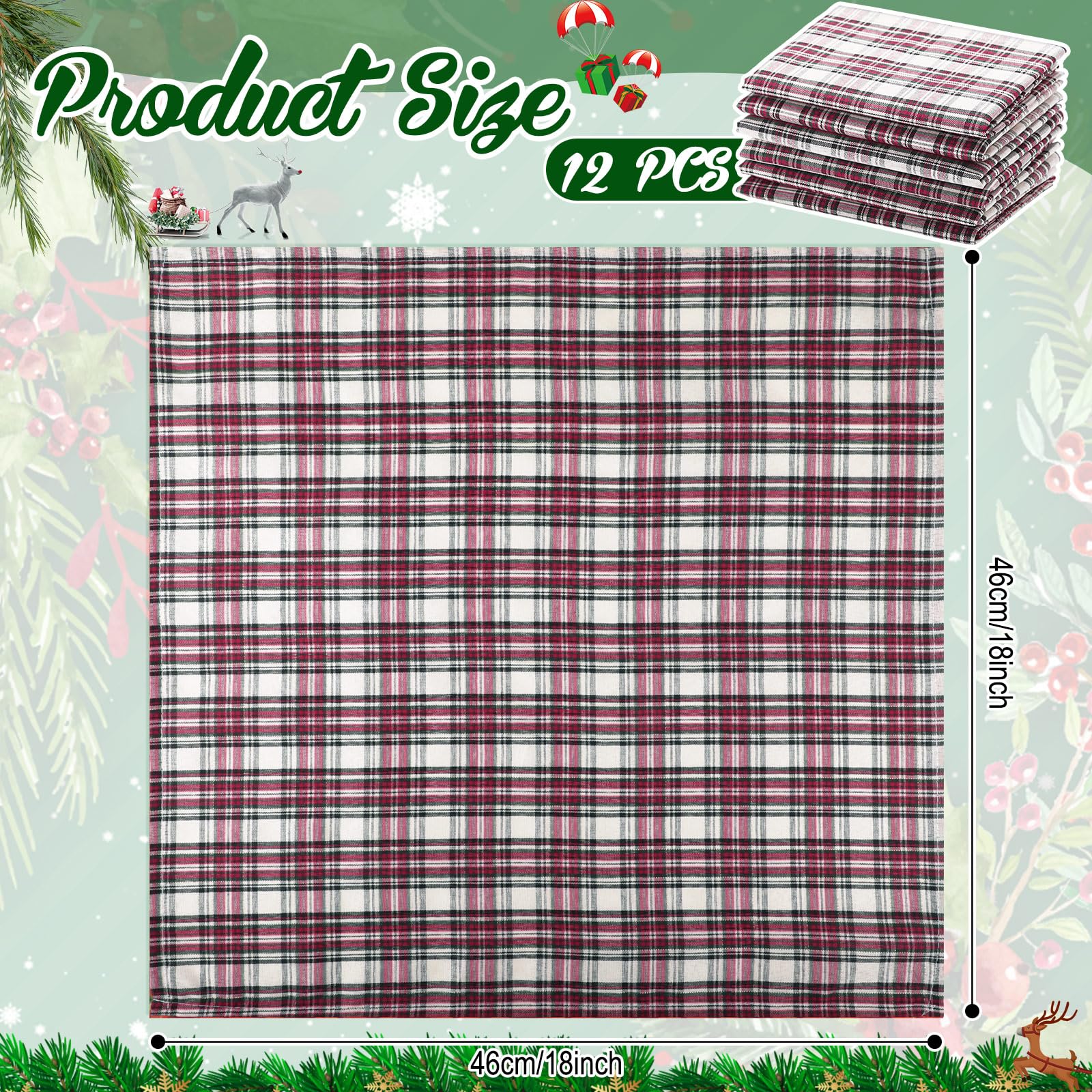 Tegeme diseño gingham en tonos navideños para ambiente acogedor.