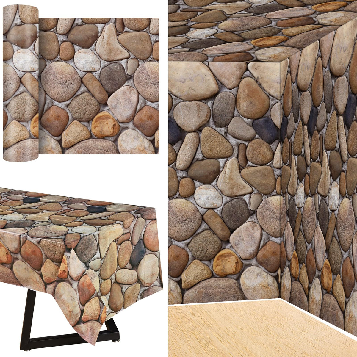 Mantel Tegeme con piedra adoquines para mesa y fondo decorativo