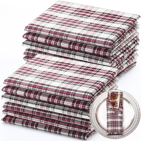 Tegeme servilletas navideñas gingham 18x18 para una mesa festiva y cálida.