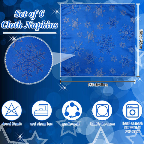 Tegeme servilletas azul jacquard copos de nieve metálicos, uso decorativo elegante