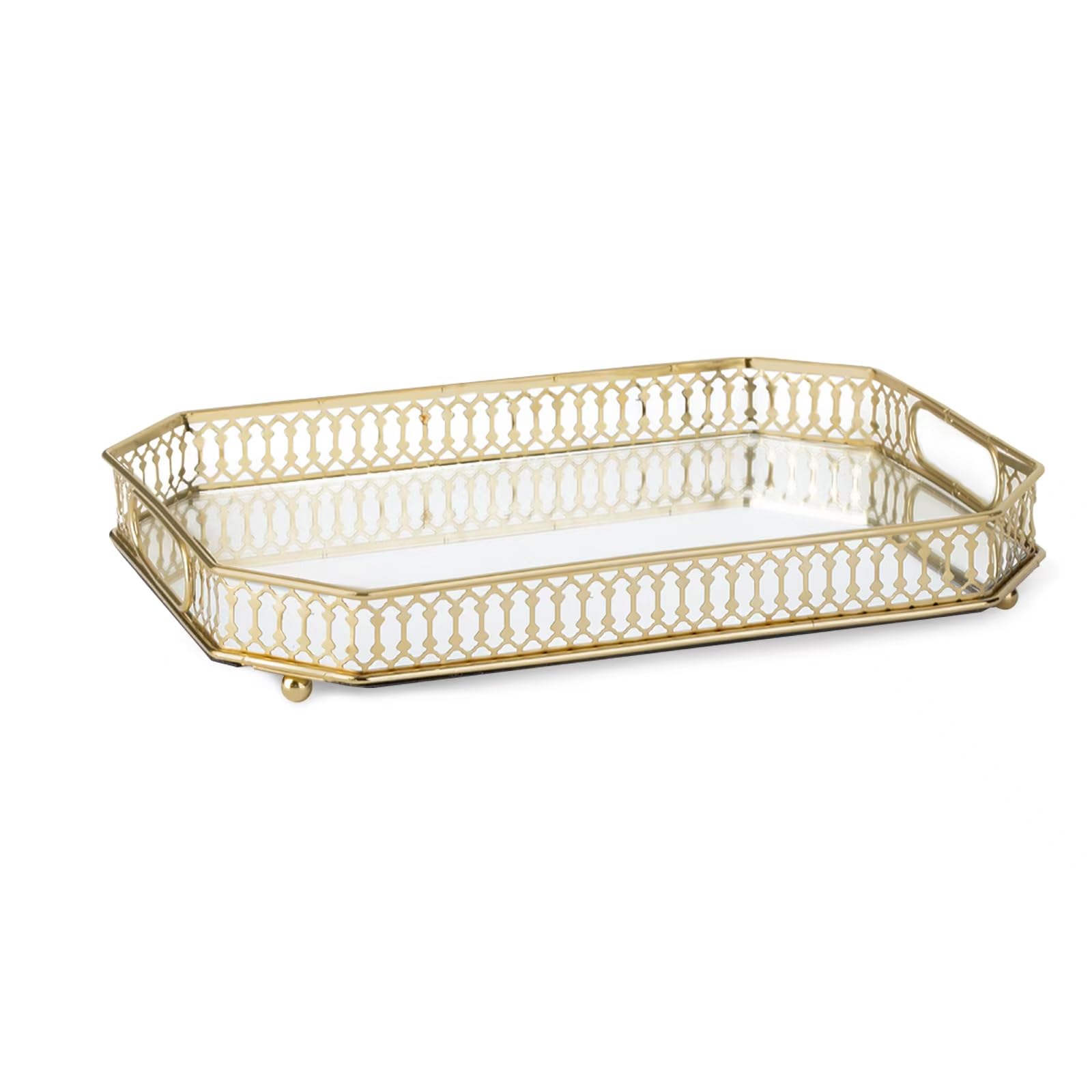 TEITEAI bandeja dorada para carrito de bar con espejo, ideal para organizar bebidas.