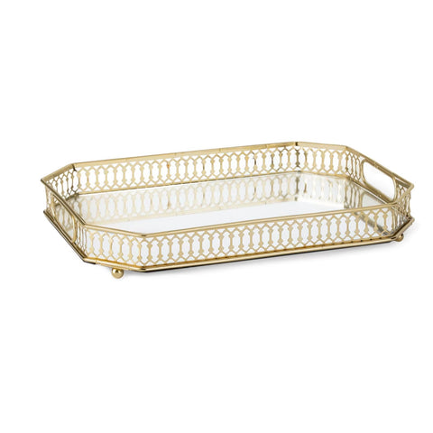 TEITEAI bandeja dorada para carrito de bar con espejo, ideal para organizar bebidas.