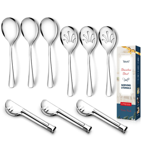 Teivio cubiertos para servir, acero inoxidable, juego completo para cenas.