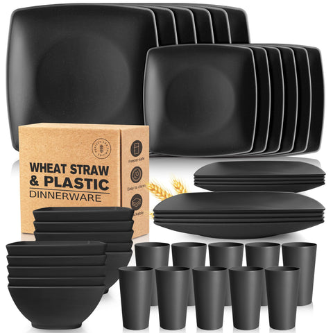 Teivio set de platos cuadrados completo para 10 personas, ideal para reuniones.