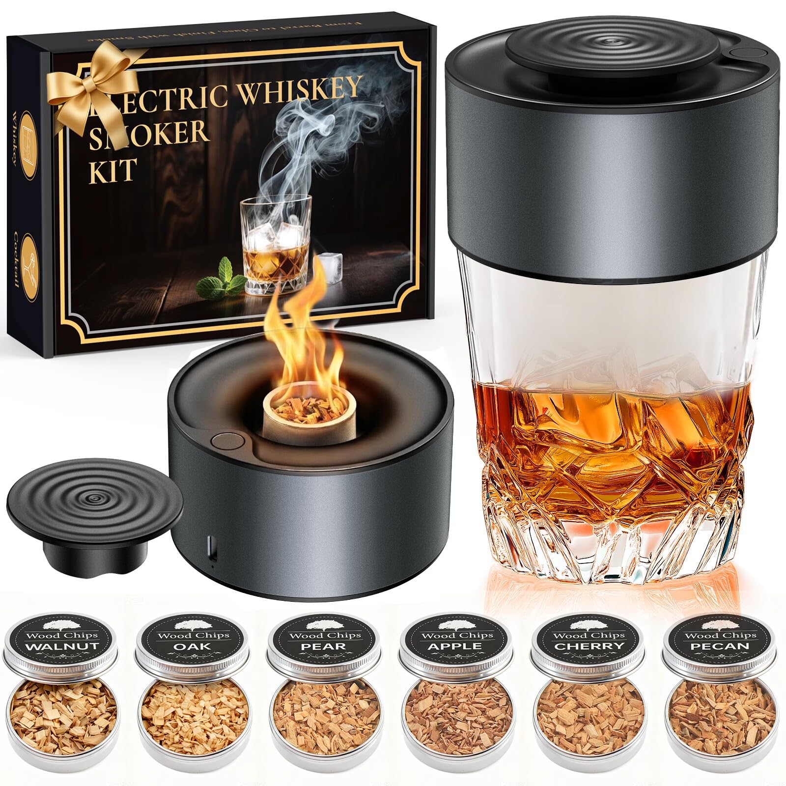 TELAVIT ahumador eléctrico para whisky, kit completo para infundir aroma ahumado en casa.
