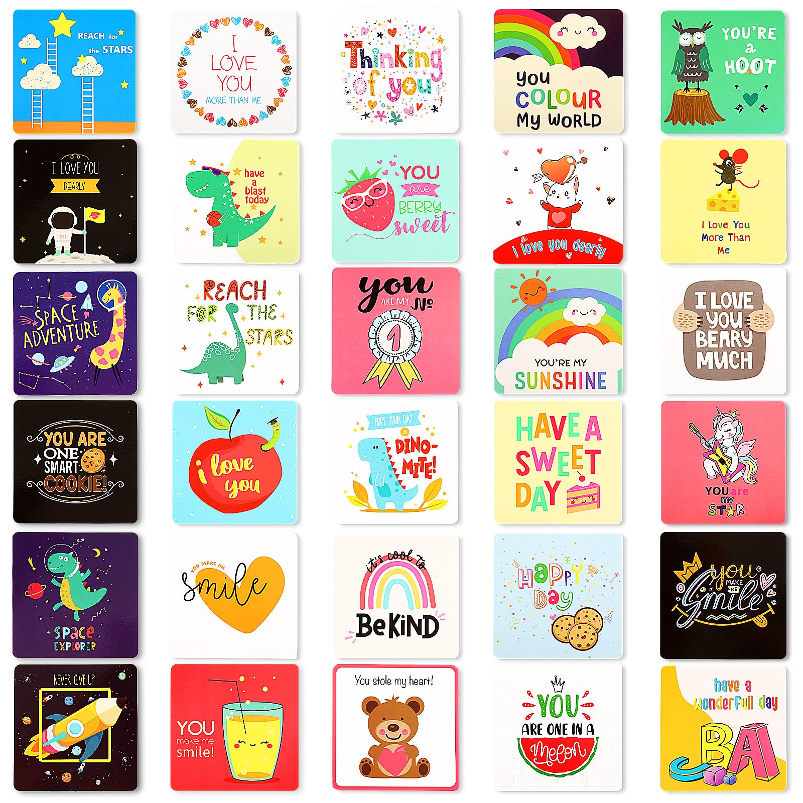 Notas decorativas para lonchera Teling en colores vivos para decorar cada comida
