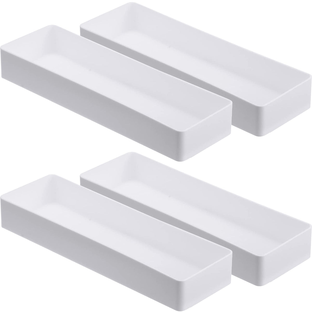 Teling organizador de cajón de plástico, conjunto de 4 piezas, ideal para ordenar papeles y utensilios.