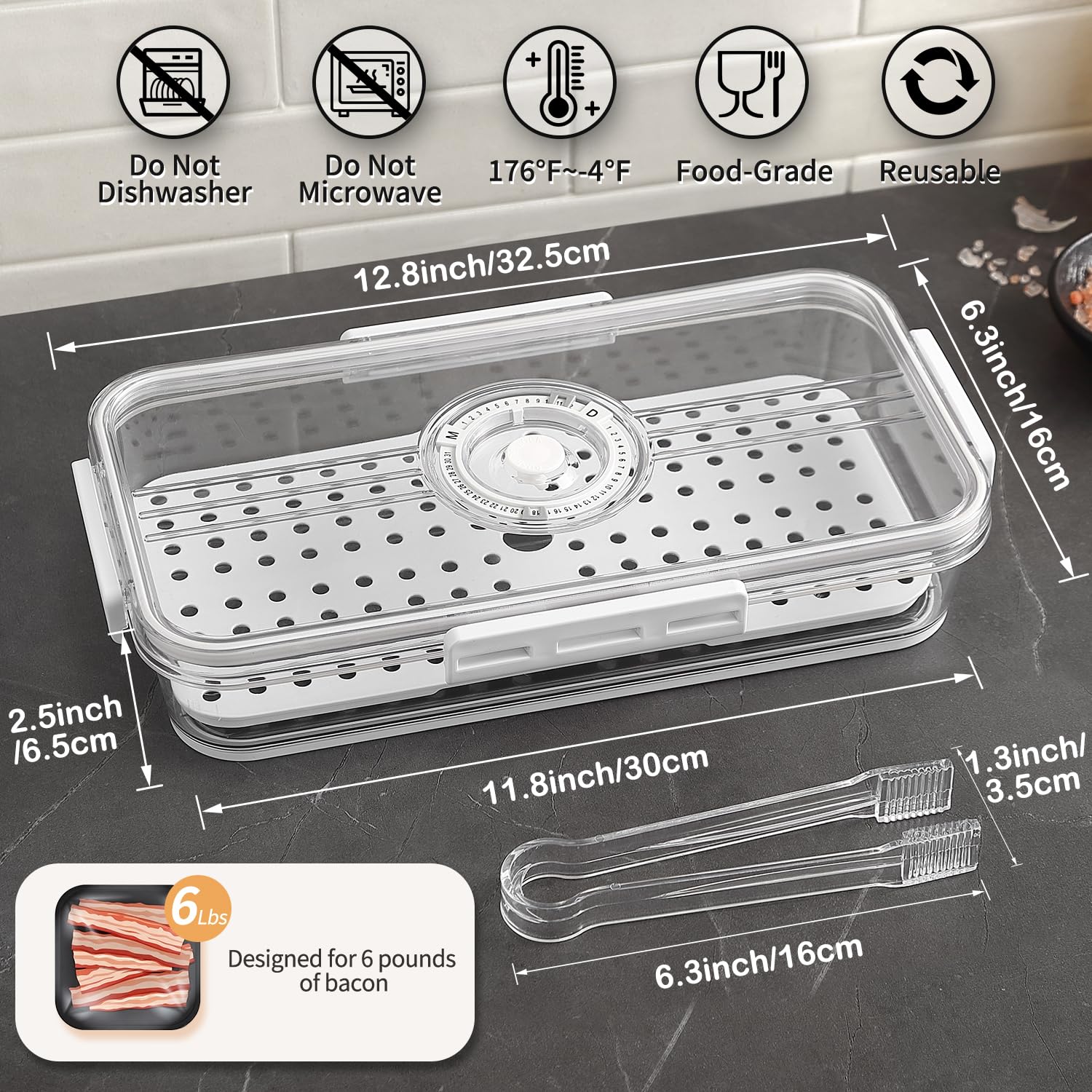 Tellshun Contenedor con placa de drenaje para evitar líquidos.