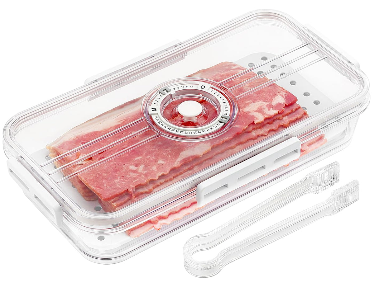 Tellshun Contenedor de tocino con tapa y fecha para mayor control.