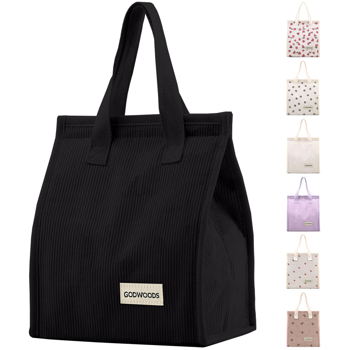 TELLUMO bolsa de almuerzo corduroy con diseño de cuadros marrones para oficina