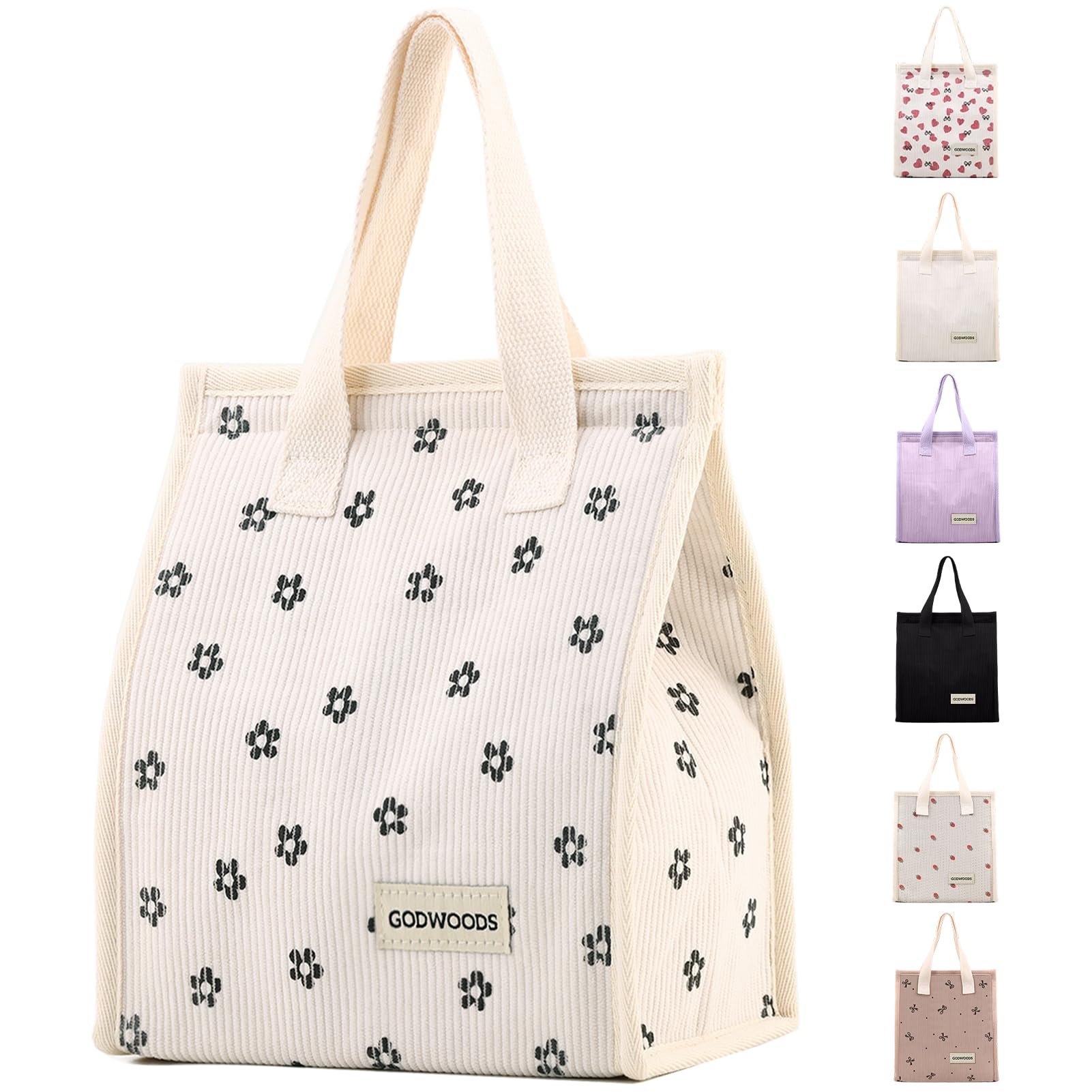 TELLUMO bolsa de almuerzo de pana acanalada frontal, ideal para trabajo y estilo profesional.