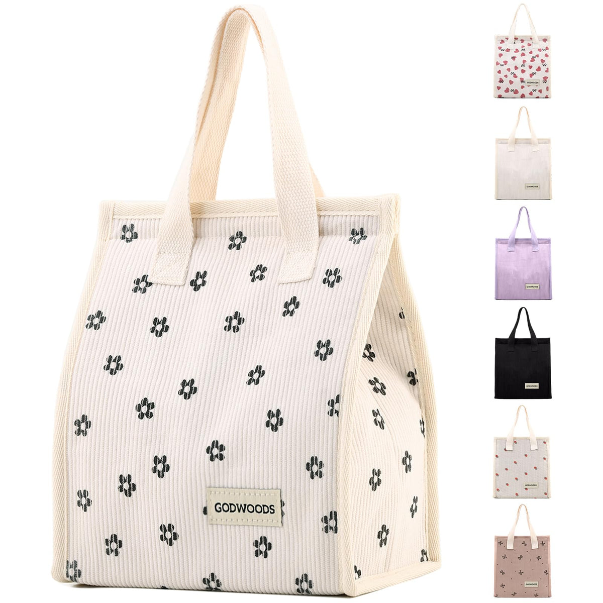 TELLUMO bolsa de almuerzo de pana acanalada frontal, ideal para trabajo y estilo profesional.