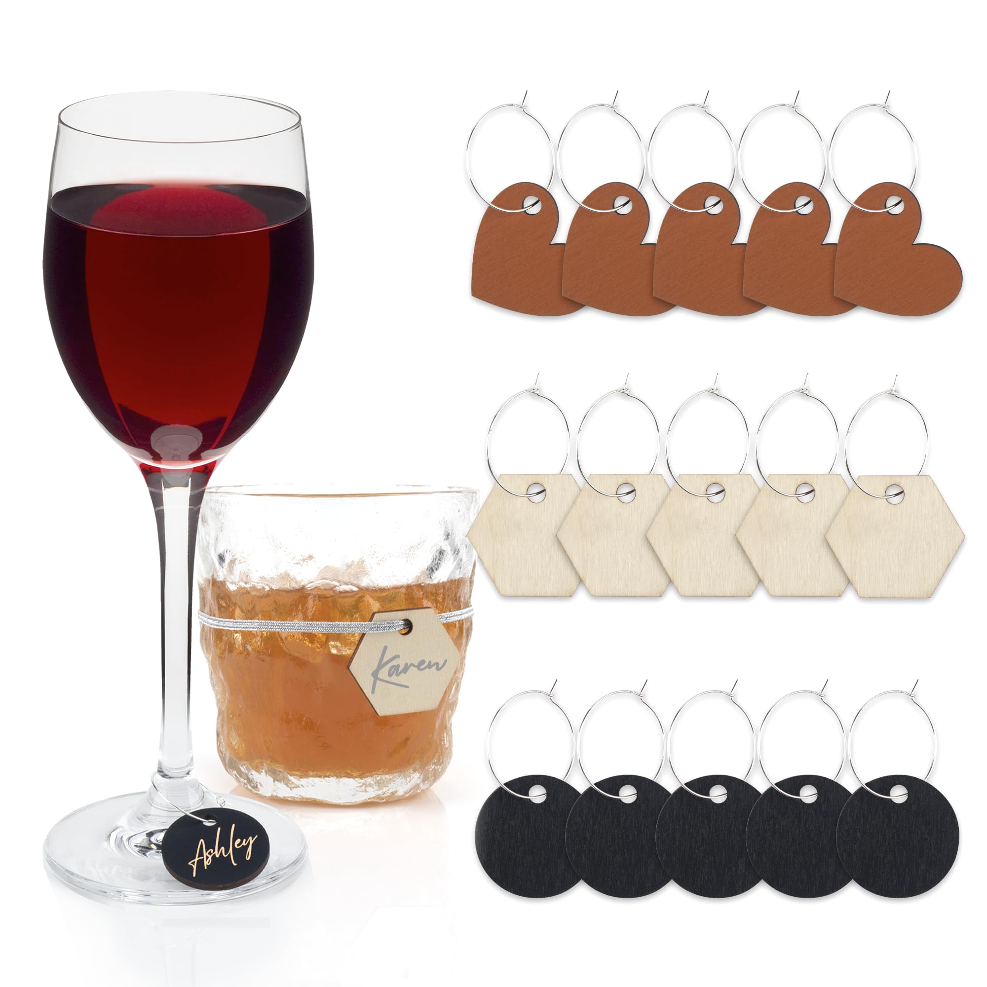 Temlum charms copa corazón de madera, ideal para distinguir copas en eventos.