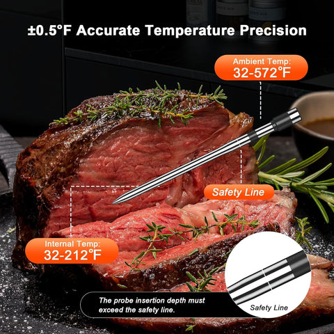 Precisión de ±0.5°F para resultados consistentes al asar.