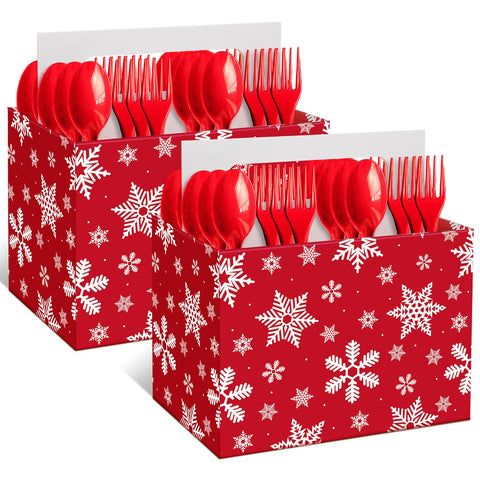 Caddy desechables de Navidad de Tenceur, facilita el servicio de cubiertos.